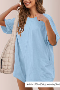 Willluxe® Oversized V-Neck Romper with Pockets