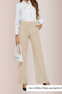 Willluxe® High-Waisted Knitted Straight Wide-Leg Pants