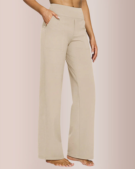 WILLLUXE® High-Waisted Knitted Straight Wide-Leg Pants