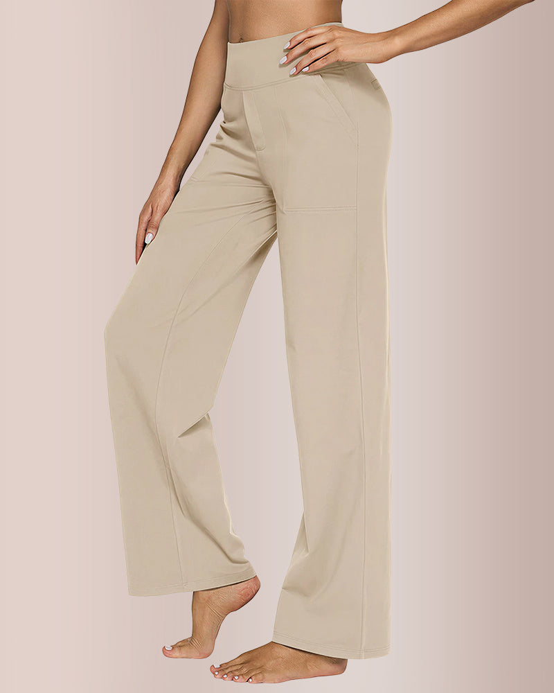 Willluxe® High-Waisted Knitted Straight Wide-Leg Pants
