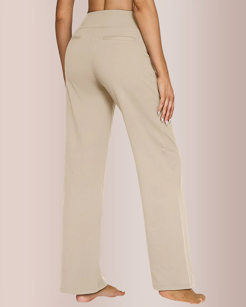 Willluxe® High-Waisted Knitted Straight Wide-Leg Pants