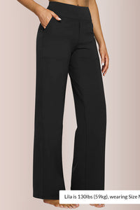 Willluxe® High-Waisted Knitted Straight Wide-Leg Pants