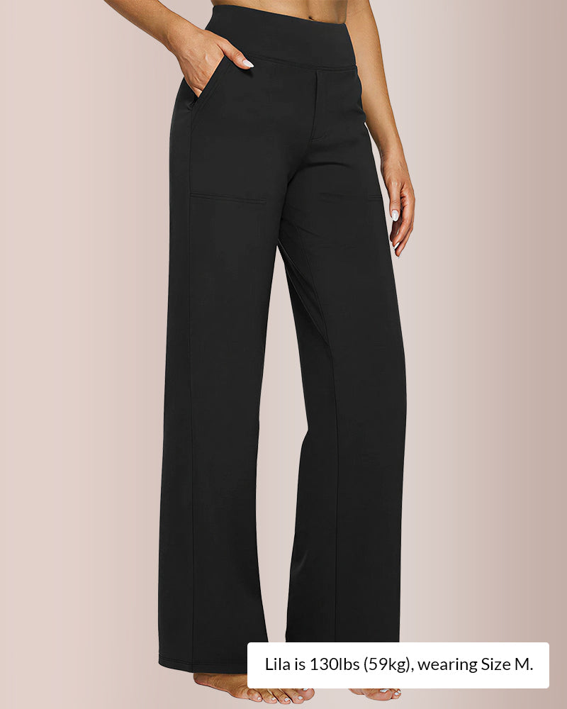 Willluxe® High-Waisted Knitted Straight Wide-Leg Pants