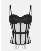 Willluxe® French Vintage Sheer Mesh Boned Corset Bustier Top