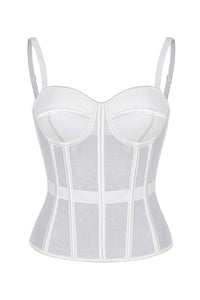 Willluxe® French Vintage Sheer Mesh Boned Corset Bustier Top