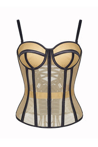 Willluxe® French Vintage Sheer Mesh Boned Corset Bustier Top