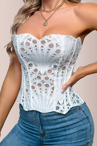 Willluxe® Vintage Hollow-Out Lace Corset Top with Boning