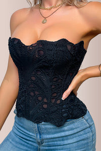 Willluxe® Vintage Hollow-Out Lace Corset Top with Boning