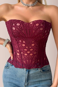Willluxe® Vintage Hollow-Out Lace Corset Top with Boning