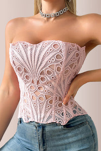 Willluxe® Vintage Hollow-Out Lace Corset Top with Boning