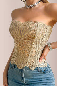 Willluxe® Vintage Hollow-Out Lace Corset Top with Boning