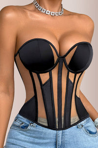 Willluxe® Sheer Mesh Boned Corset Bustier Top