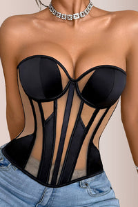 Willluxe® Sheer Mesh Boned Corset Bustier Top
