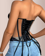 Willluxe® Sheer Mesh Boned Corset Bustier Top