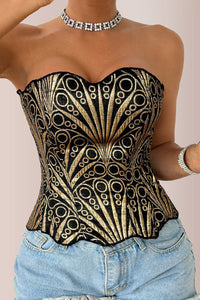Willluxe® Retro Western Sequin Corset Irregular Double-Layer Bodice