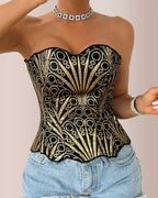 Willluxe® Retro Western Sequin Corset Irregular Double-Layer Bodice