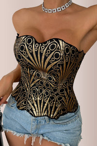 Willluxe® Retro Western Sequin Corset Irregular Double-Layer Bodice
