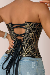 Willluxe® Retro Western Sequin Corset Irregular Double-Layer Bodice