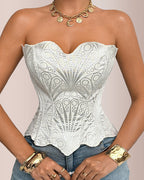 Willluxe® Retro Western Sequin Corset Irregular Double-Layer Bodice