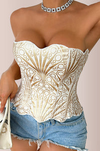 Willluxe® Retro Western Sequin Corset Irregular Double-Layer Bodice