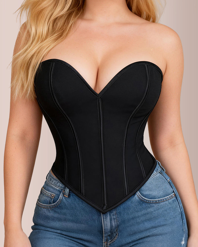 Willluxe® Sweetheart Neckline Mesh Corset Top