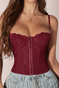 Willluxe® Front Button Lace-Up Corset Bustier Top