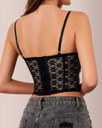 Willluxe® Sheer Floral Lace Boned Corset
