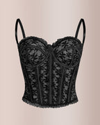 Willluxe® Sheer Floral Lace Boned Corset