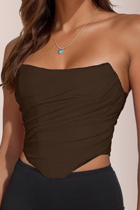 Willluxe® Mesh Ruched Bustier Tube Top