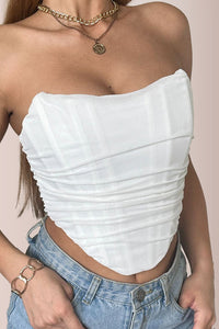 Willluxe® Mesh Ruched Bustier Tube Top