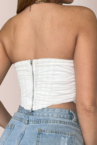 Willluxe® Mesh Ruched Bustier Tube Top