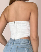 Willluxe® Mesh Ruched Bustier Tube Top