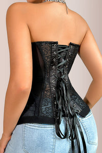 Willluxe® Black Floral Lace Strapless Corset Bustier Top