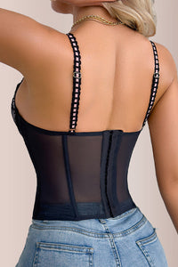 Willluxe® Coquette Lace-Up Boned Corset Bustier Top