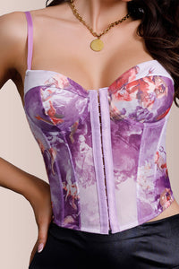 Willluxe® Romantic Floral Print Underwire Corset Bustier Top