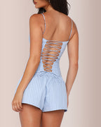 Willluxe® Women's Striped Cami Crop Top and Shorts 2-Piece Set