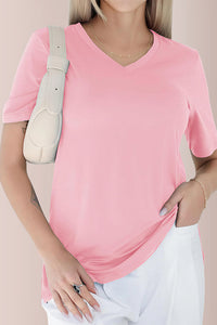 Willluxe® Essential V-Neck Side-Slit Relaxed Tee