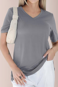 Willluxe® Essential V-Neck Side-Slit Relaxed Tee
