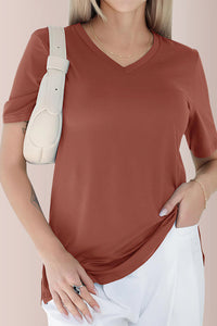 Willluxe® Essential V-Neck Side-Slit Relaxed Tee