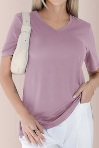 Willluxe® Essential V-Neck Side-Slit Relaxed Tee
