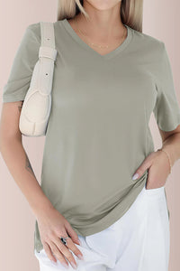 Willluxe® Essential V-Neck Side-Slit Relaxed Tee