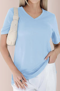 Willluxe® Essential V-Neck Side-Slit Relaxed Tee