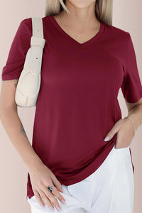 Willluxe® Essential V-Neck Side-Slit Relaxed Tee