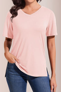 Willluxe® Essential V-Neck Side-Slit Relaxed Tee