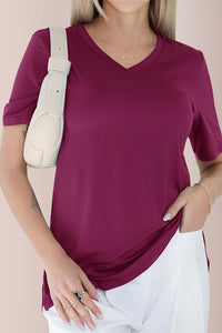 Willluxe® Essential V-Neck Side-Slit Relaxed Tee