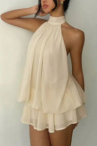 Willluxe® Halter Neck Ruffle Layered Mini Dress