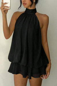 Willluxe® Halter Neck Ruffle Layered Mini Dress