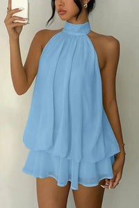 Willluxe® Halter Neck Ruffle Layered Mini Dress
