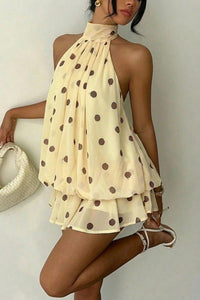 Willluxe® Halter Neck Ruffle Layered Mini Dress
