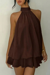 Willluxe® Halter Neck Ruffle Layered Mini Dress